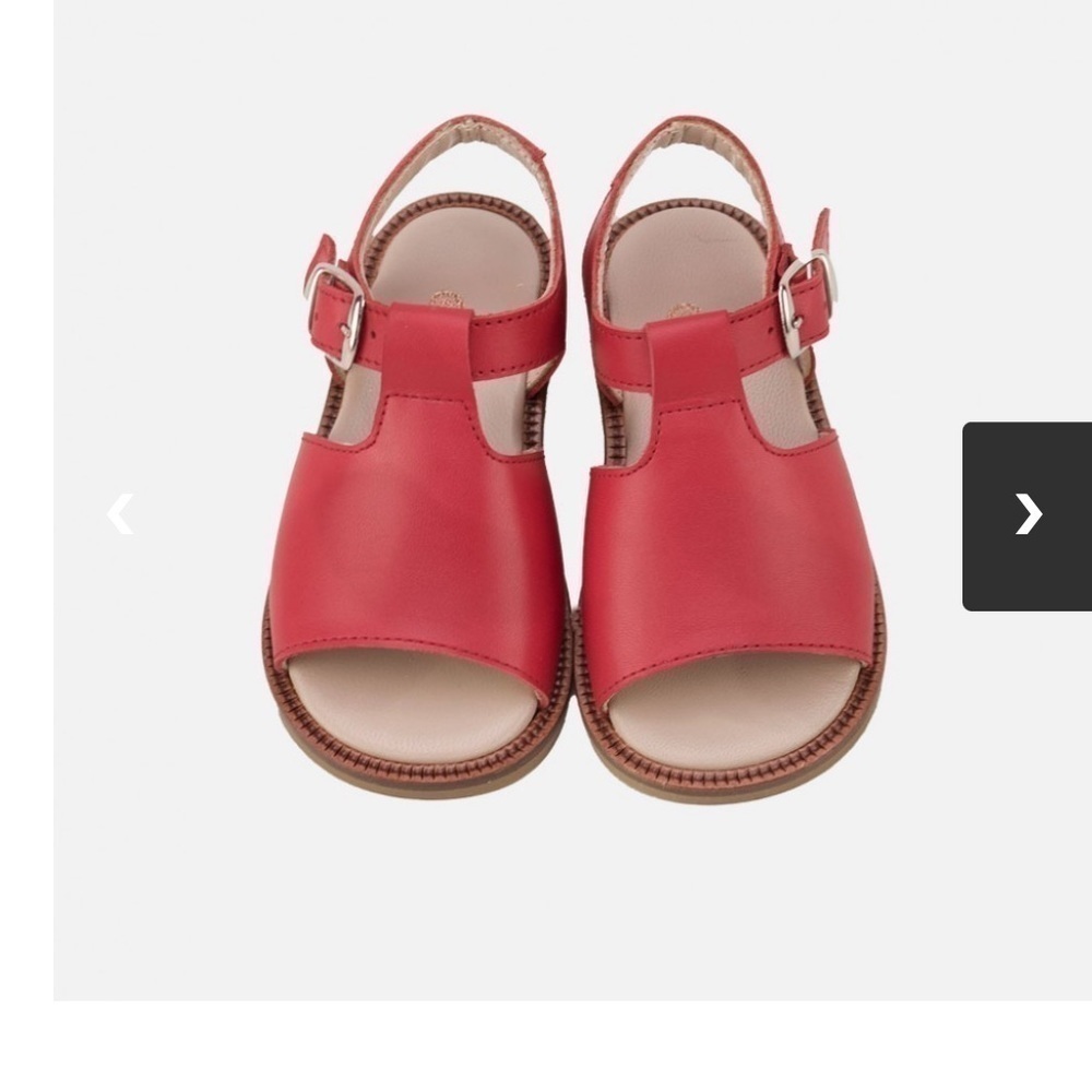 RED LEATHER CLASSIC SANDALS - Picture 1 of 8
